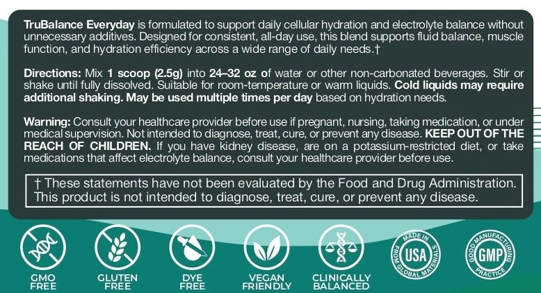 trubalance everyday unsweetned warnings label