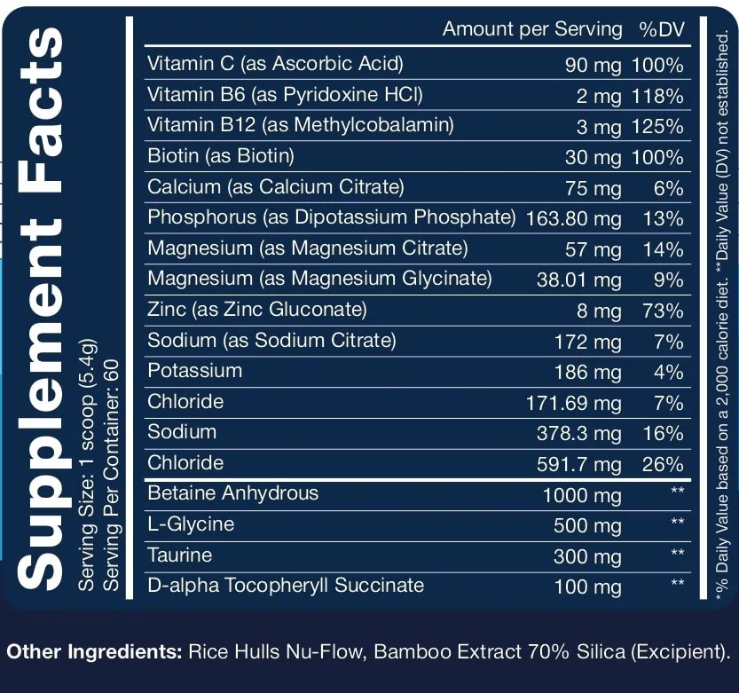 trubalance perform unsweetened ingredients label