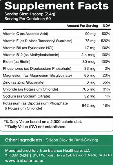 trubalance everyday ingredient label